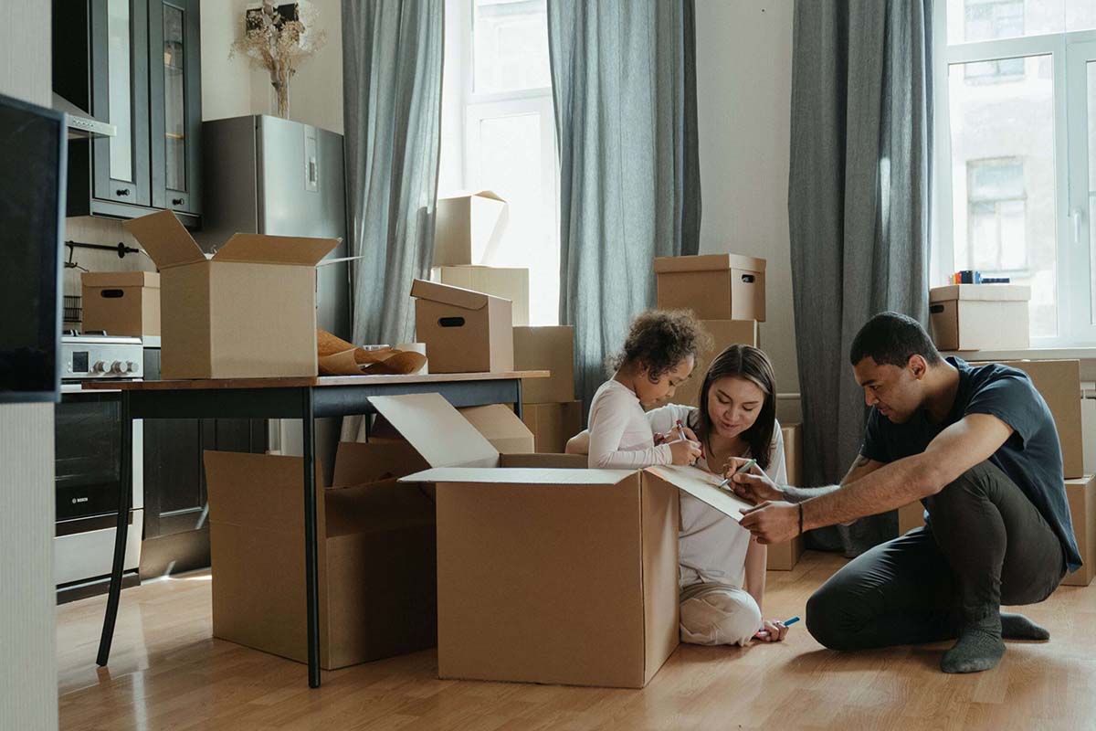 Family with Boxes